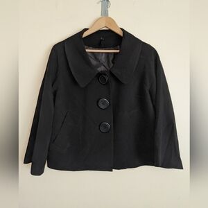 Lapis Black Cropped Blazer with Notched Lapel M